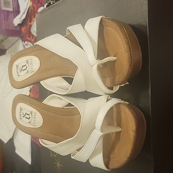 Decree White Wedge Sandles - Picture 1 of 4